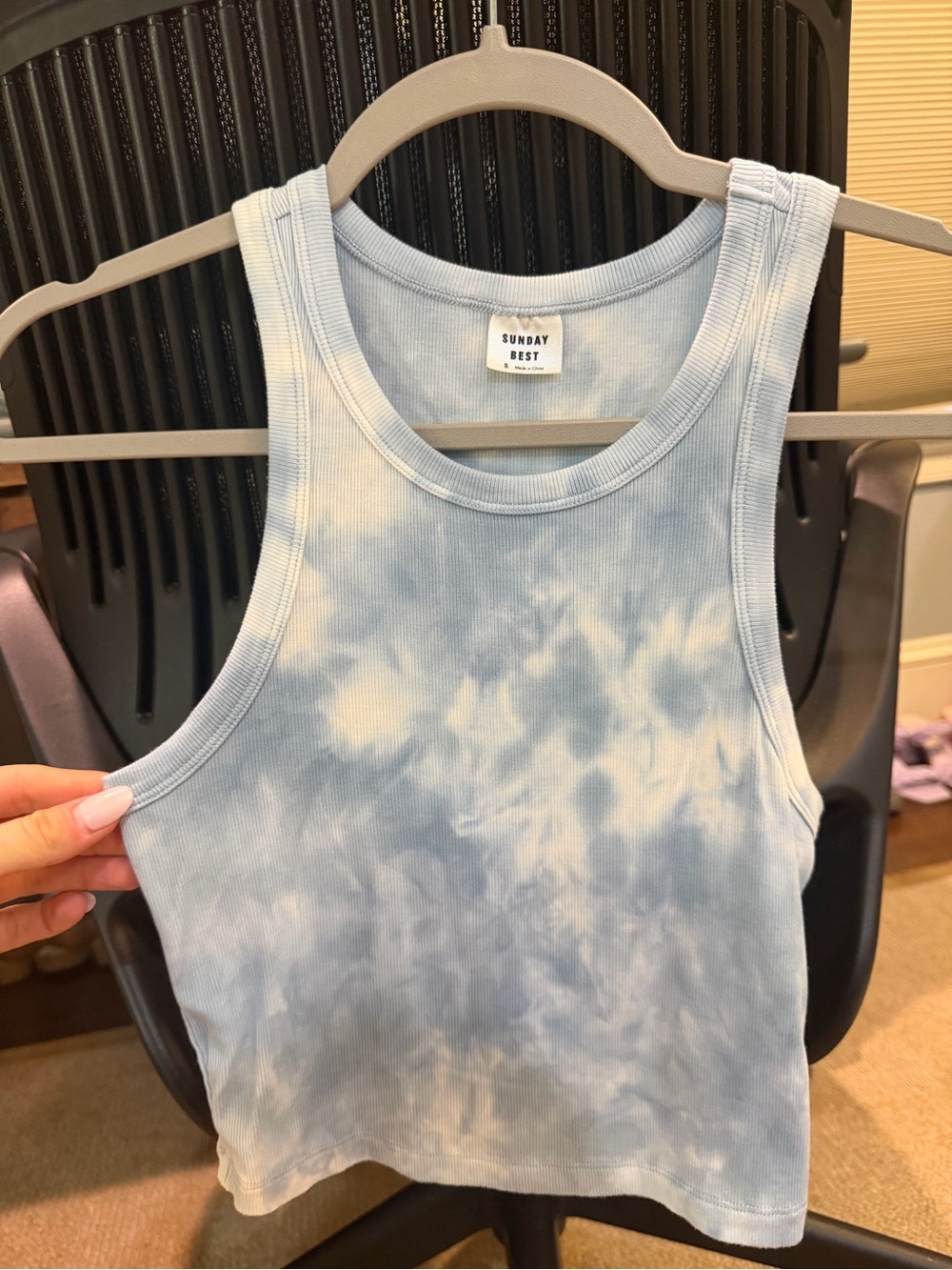 Aritzia Sunday Best Light Blue Tie-Dye Ribbed Tank